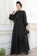 Black Organza Criss Cross Gown