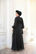 Black Organza Criss Cross Gown