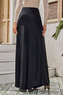 Elegant black satin maxi skirt on display