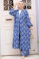 Blue Abstract Cardigan and Pants Set One Size S XL