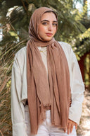 Brown Fringe Edge Modal Hijab