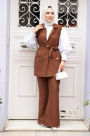 Brown Vest and Pants Suit Set