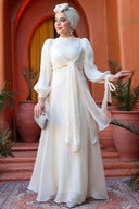 Cream Organza Criss Cross Gown