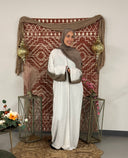 Cream Two-Tone Beaded Sleeves Open Front Abaya