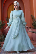 Mint Blue Organza Criss Cross Gown