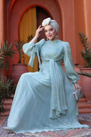 Mint Blue Organza Criss Cross Gown