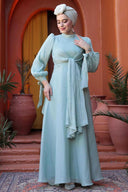 Mint Blue Organza Criss Cross Gown