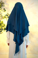 Navy Blue Double Layer Khimar - Blue