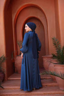 Navy Blue Organza Criss Cross Gown