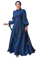 Navy Blue Organza Criss Cross Gown