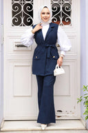 Navy Vest and Pants Suit Set