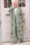 Olive Damask Cardigan and Pants Set One Size S XL