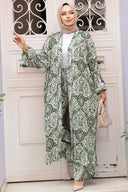Olive Damask Cardigan and Pants Set One Size S XL