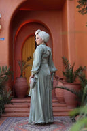 Sage Organza Criss Cross Gown