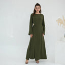 Side Ruched Abaya - Small / Green