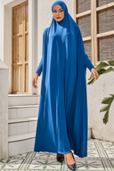 Blue teal modest hijab dress for salah prayer outfit
