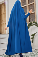 Teal modest one-piece salah prayer dress with head covering