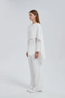 White Side Draped Pants Set One Size (S L) / White