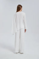 White Side Draped Pants Set One Size (S L) / White