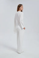 White Side Draped Pants Set One Size (S L) / White