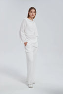 White Side Draped Pants Set One Size (S L) / White
