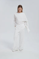 White Side Draped Pants Set One Size (S L) / White