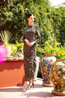 Black ruched floral long sleeve maxi dress on clearance