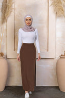 Brown Satin Maxi Skirt