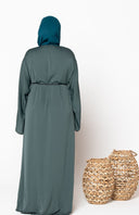 Olive Beaded Open Front Abaya-Preorder Ships July 15